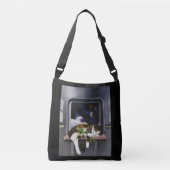 Spaceship Cat Sci-Fi Niedlich Tragetaschen Mit Langen Trägern (Vorderseite)