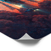 Spaceship Liftoff Sci-Fi Art Poster (Ecke)