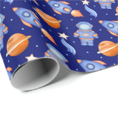 Spaceship & Planets Boys Birthday Astronaut Geschenkpapier (Rolleneckpunkt)