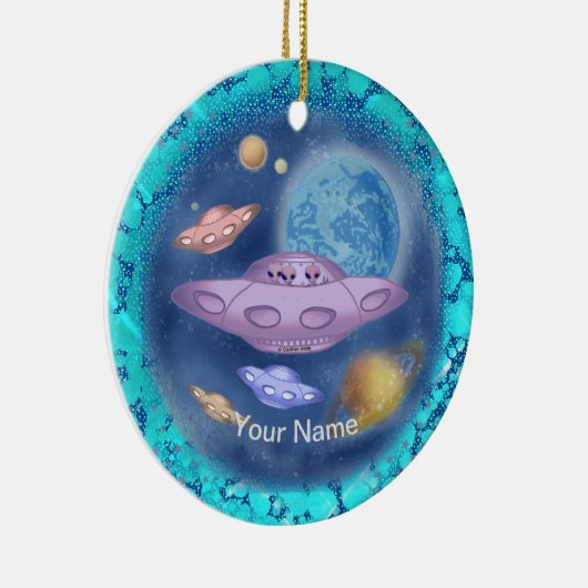 Spaceship Roadtrip custom name Ornament (Rechts)