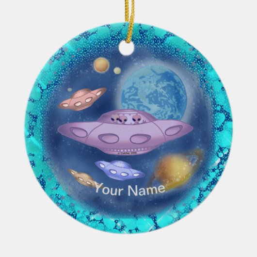 Spaceship Roadtrip custom name Ornament (Vorne)