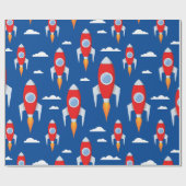 Spaceship Rocket Fun Geschenkpapier (Flach)
