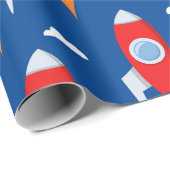 Spaceship Rocket Fun Geschenkpapier (Rolleneckpunkt)