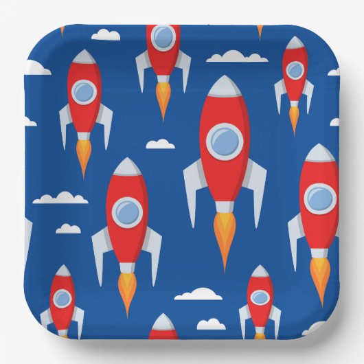 Spaceship Rocket Fun Pappteller (Vorderseite)