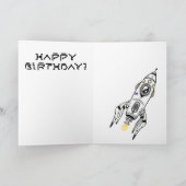 Spaceship Theme Happy Birthday Card Karte (Innenseite)