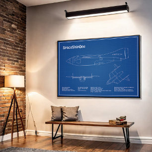 SpaceShipOne - Flugzeugkonzept Zeichnend Pläne AD Poster