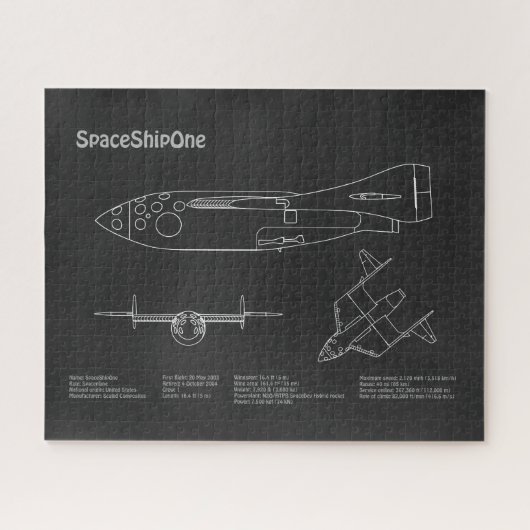 SpaceShipOne - Flugzeugkonzept Zeichnend Pläne PD Puzzle (Horizontal)