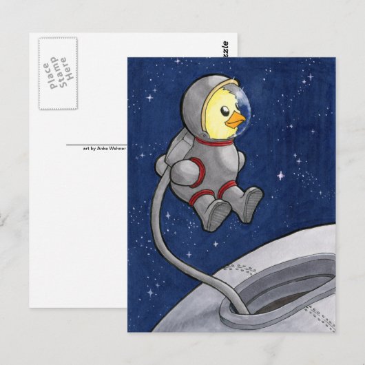 Spacewalk Chickie Postkarte (Vorne/Hinten)