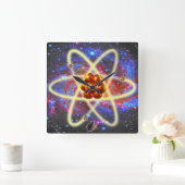 Spacey Atomic Quadratische Wanduhr (Zuhause)