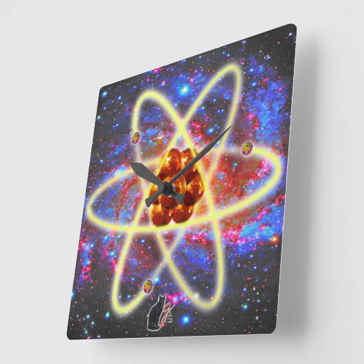 Spacey Atomic Quadratische Wanduhr (Winkel)