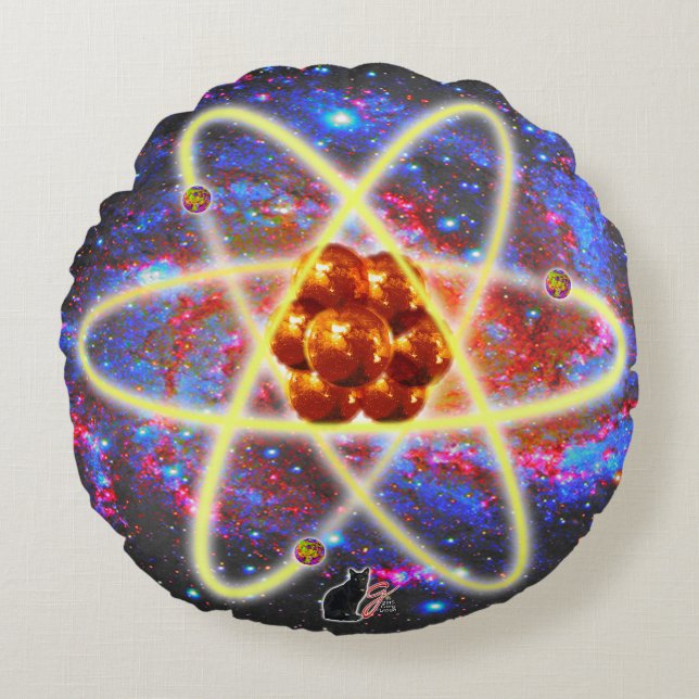 Spacey Atomround Pillow Rundes Kissen (Vorderseite)