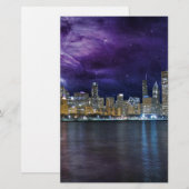 Spacey Chicago Skyline Briefpapier (Vorne/Hinten)