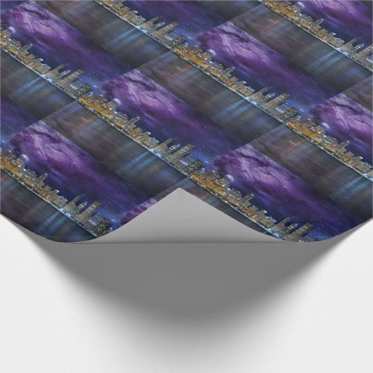 Spacey Chicago Skyline Geschenkpapier (Ecke)