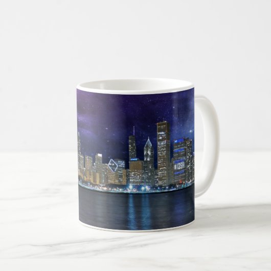 Spacey Chicago Skyline Kaffeetasse (VorderseiteRechts)