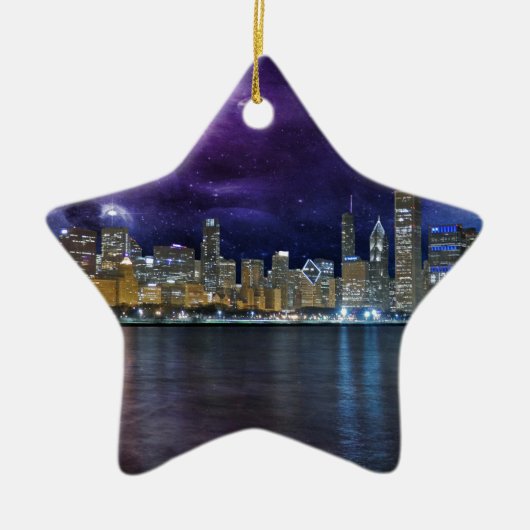 Spacey Chicago Skyline Keramik Ornament (Vorne)