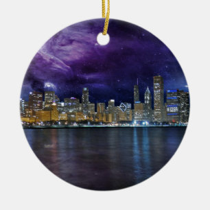 Spacey Chicago Skyline Keramikornament