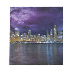 Spacey Chicago Skyline Notizblock