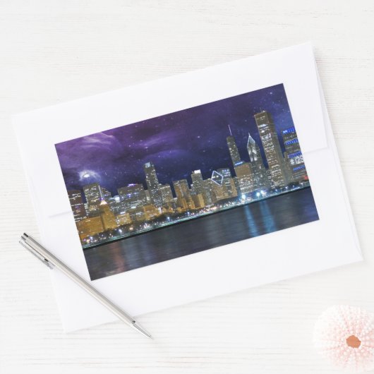 Spacey Chicago Skyline Rechteckiger Aufkleber (Umschlag)