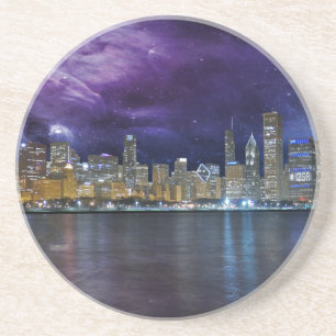 Spacey Chicago Skyline Sandstein Untersetzer