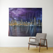 Spacey Chicago Skyline Wandteppich (Beispiel (Horizontal))