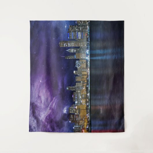 Spacey Chicago Skyline Wandteppich (Vorderseite)