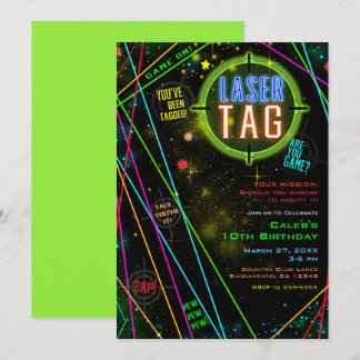 Spacey Cosmic Lights Laser Tag Geburtstagsparty Einladung
