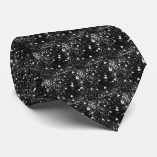 Spacey Gray Splatter On Black Repeat Pattern  Krawatte (Gerollt)