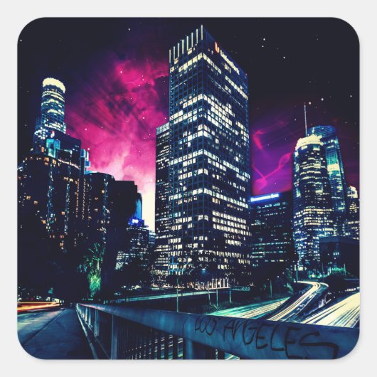 Spacey Los Angeles Quadratischer Aufkleber (Vorderseite)