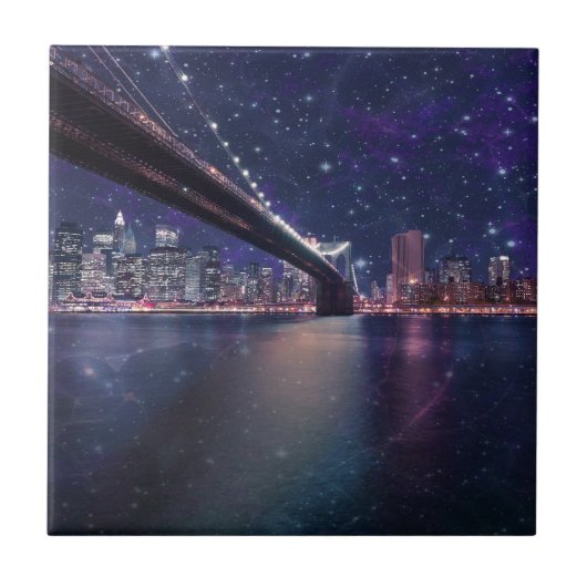 Spacey Manhattan Skyline Fliese (Vorderseite)