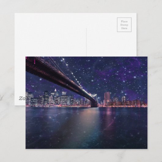 Spacey Manhattan Skyline Postkarte (Vorne/Hinten)