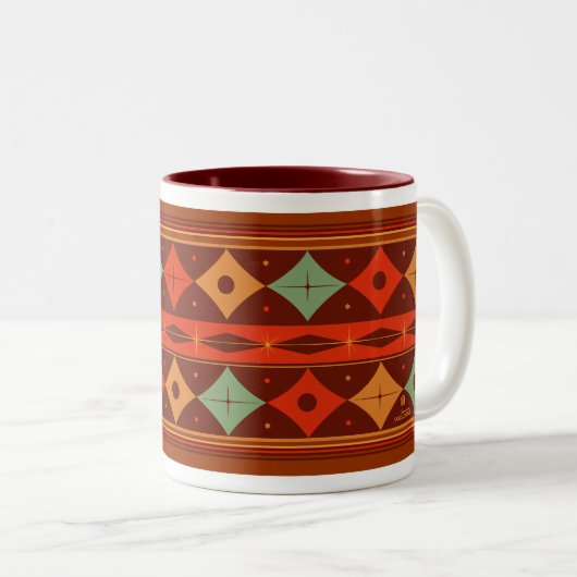 Spacey Mod Diamond Pattern Zweifarbige Tasse (VorderseiteRechts)