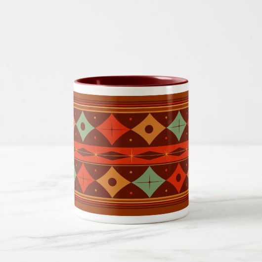 Spacey Mod Diamond Pattern Zweifarbige Tasse (Mittel)