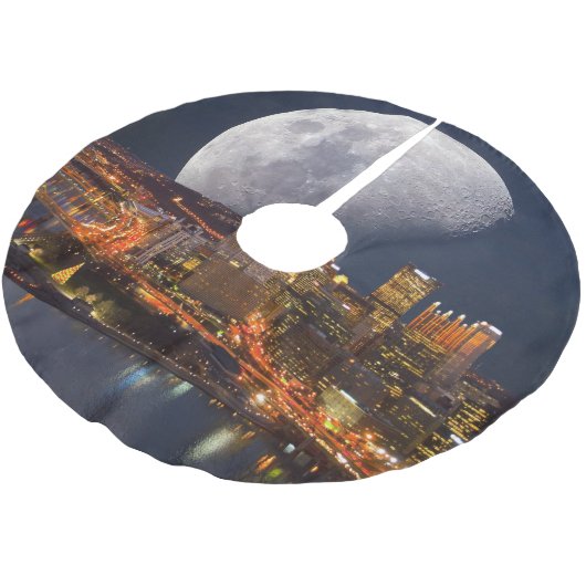 Spacey Pittsburgh Polyester Weihnachtsbaumdecke (Schrägansicht)