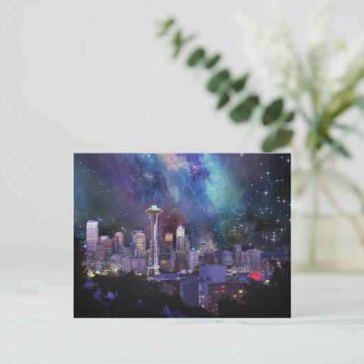 Spacey Seattle Postkarte (Stehend Vorderseite)