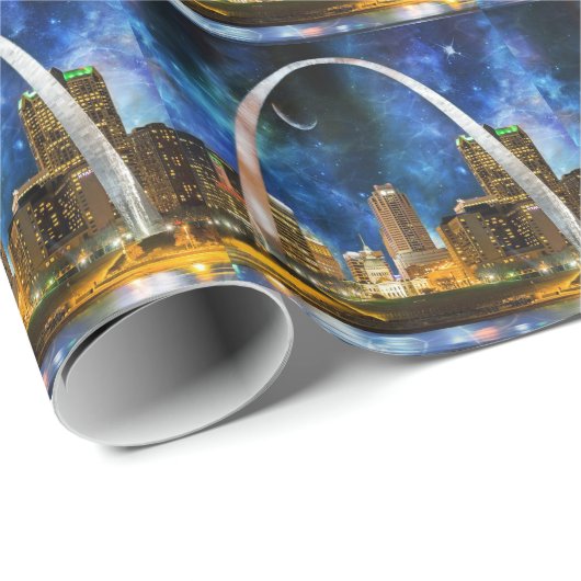 Spacey St. Louis Skyline Geschenkpapier (Rolleneckpunkt)