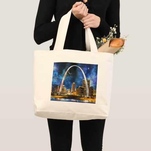 Spacey St. Louis Skyline Jumbo Stoffbeutel (Vorderseite (Produkt))