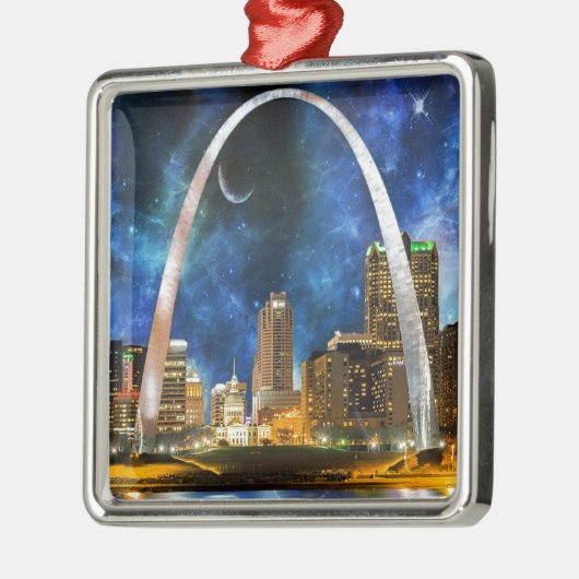 Spacey St. Louis Skyline Ornament Aus Metall (Links)