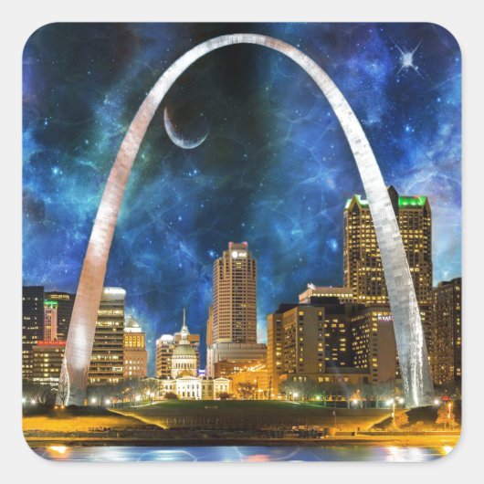 Spacey St. Louis Skyline Quadratischer Aufkleber (Vorderseite)