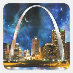 Spacey St. Louis Skyline Quadratischer Aufkleber