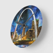 Spacey St. Louis Skyline Runde Wanduhr (Winkel)