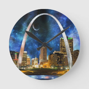 Spacey St. Louis Skyline Runde Wanduhr