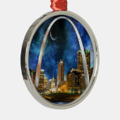 Spacey St. Louis Skyline Silbernes Ornament (Rechts)