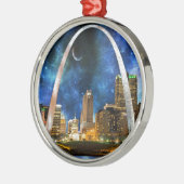 Spacey St. Louis Skyline Silbernes Ornament (Links)