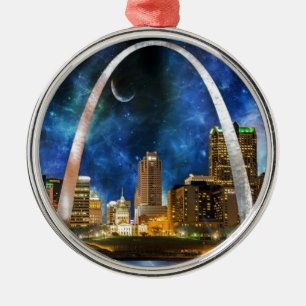 Spacey St. Louis Skyline Silbernes Ornament