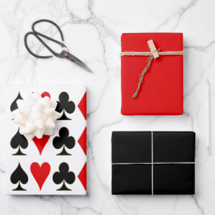 Spade, Diamond, Club, Anzüge für Herzkartentoure Geschenkpapier Set
