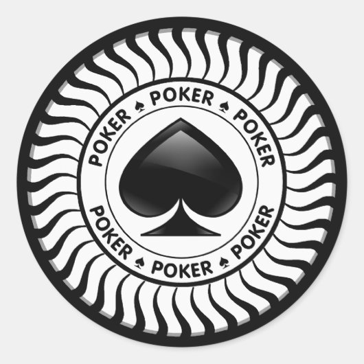 Spade Poker Chip Runder Aufkleber (Vorderseite)