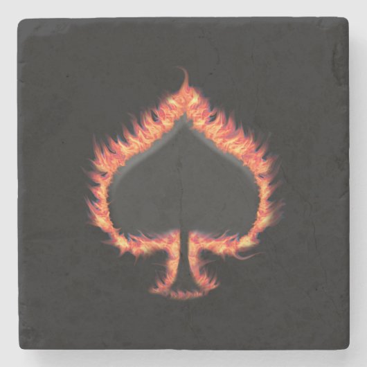 Spades Flames Steinuntersetzer (Vorderseite)