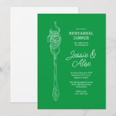 Spaghetti Abendessen Einladung in Grün (Vorne/Hinten)