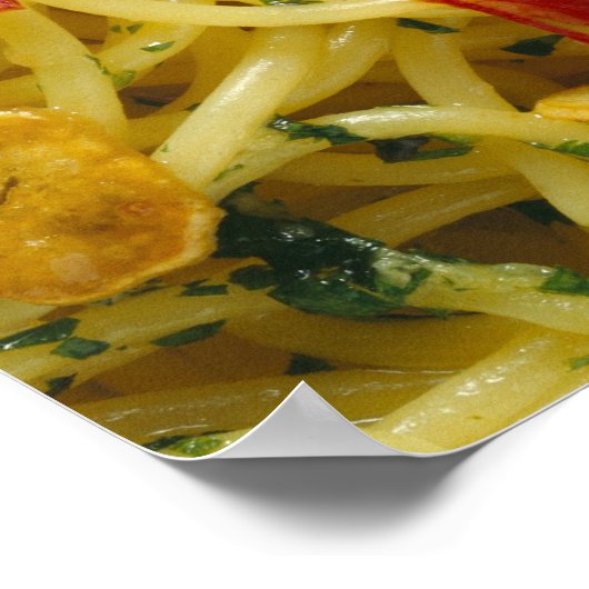 Spaghetti Aglio; Olio und Peperoncino Poster (Ecke)