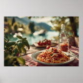 Spaghetti al Pomodoro am Lakeside Picnic Table Poster (Vorne)